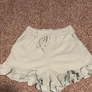 Women's Ruffle Hem Shorts - Light Gray